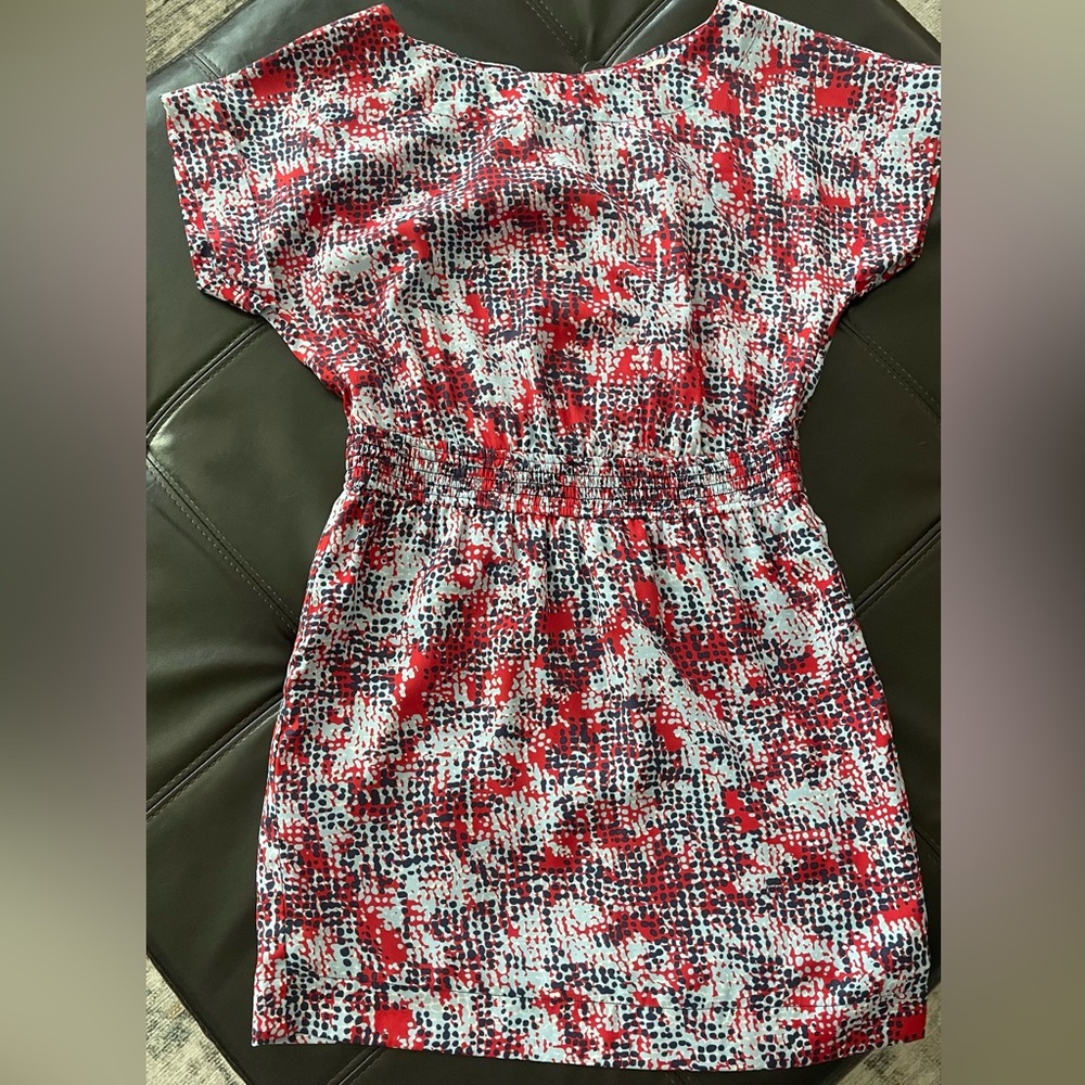 BCBGeneration Red and Blue Abstract Mini Dress Back CutOut